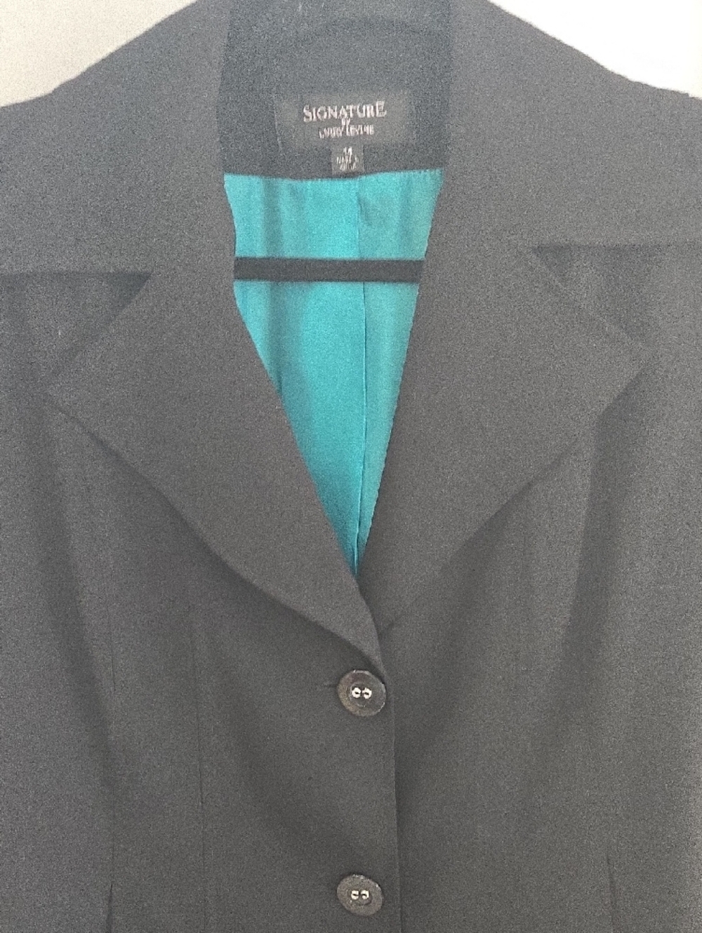 Signature by Larry Levine Black Long Single-Breasted Trench Coat In EUC - Picture 6 of 9
